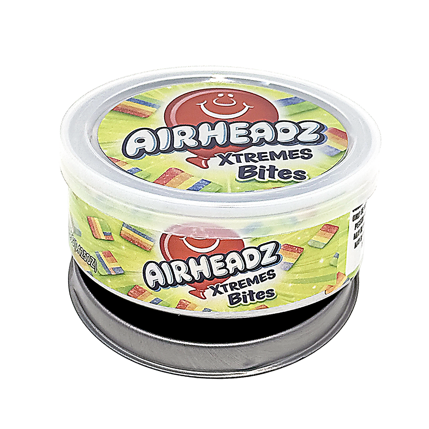 12 Pack - 3.5G Tin Can Style Metal Pull-Top Decorative Storage Containers with Lids - Airheadz Xtreme Bites