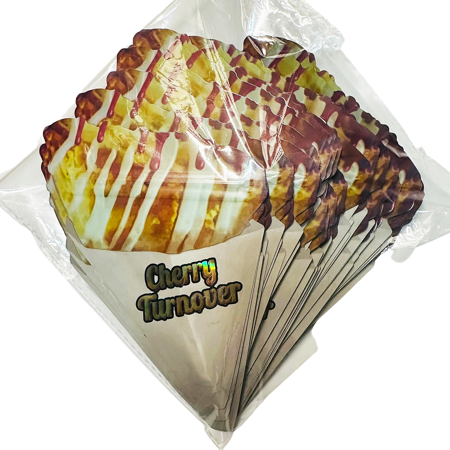 50 Pack – 3.5g Special Die Cut Shaped Mylar Bag - Cherry Turnover