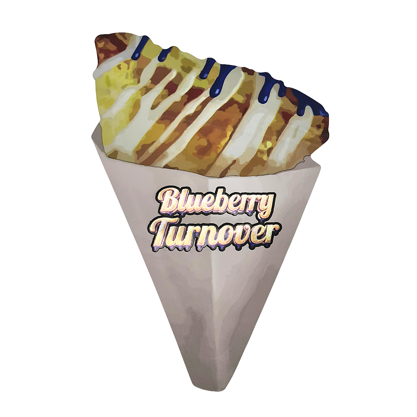 50 Pack – 3.5g Special Die Cut Shaped Mylar Bag - Blueberry Turnover
