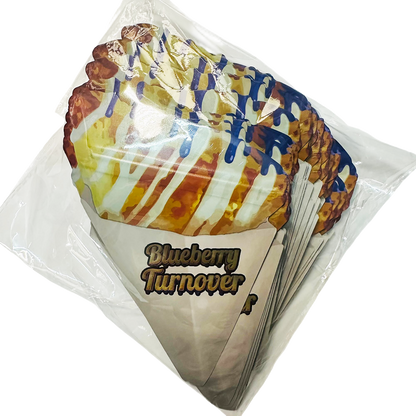 50 Pack – 3.5g Special Die Cut Shaped Mylar Bag - Blueberry Turnover