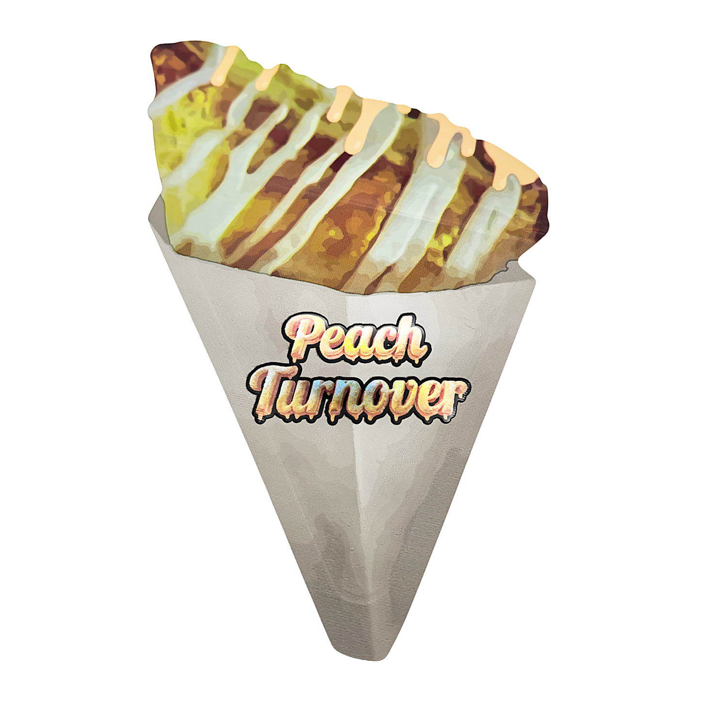 50 Pack – 3.5g Special Die Cut Shaped Mylar Bag - Peach Turnover