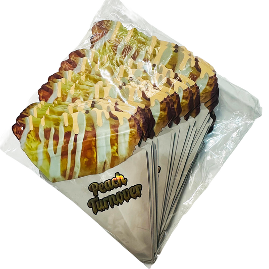 50 Pack – 3.5g Special Die Cut Shaped Mylar Bag - Peach Turnover