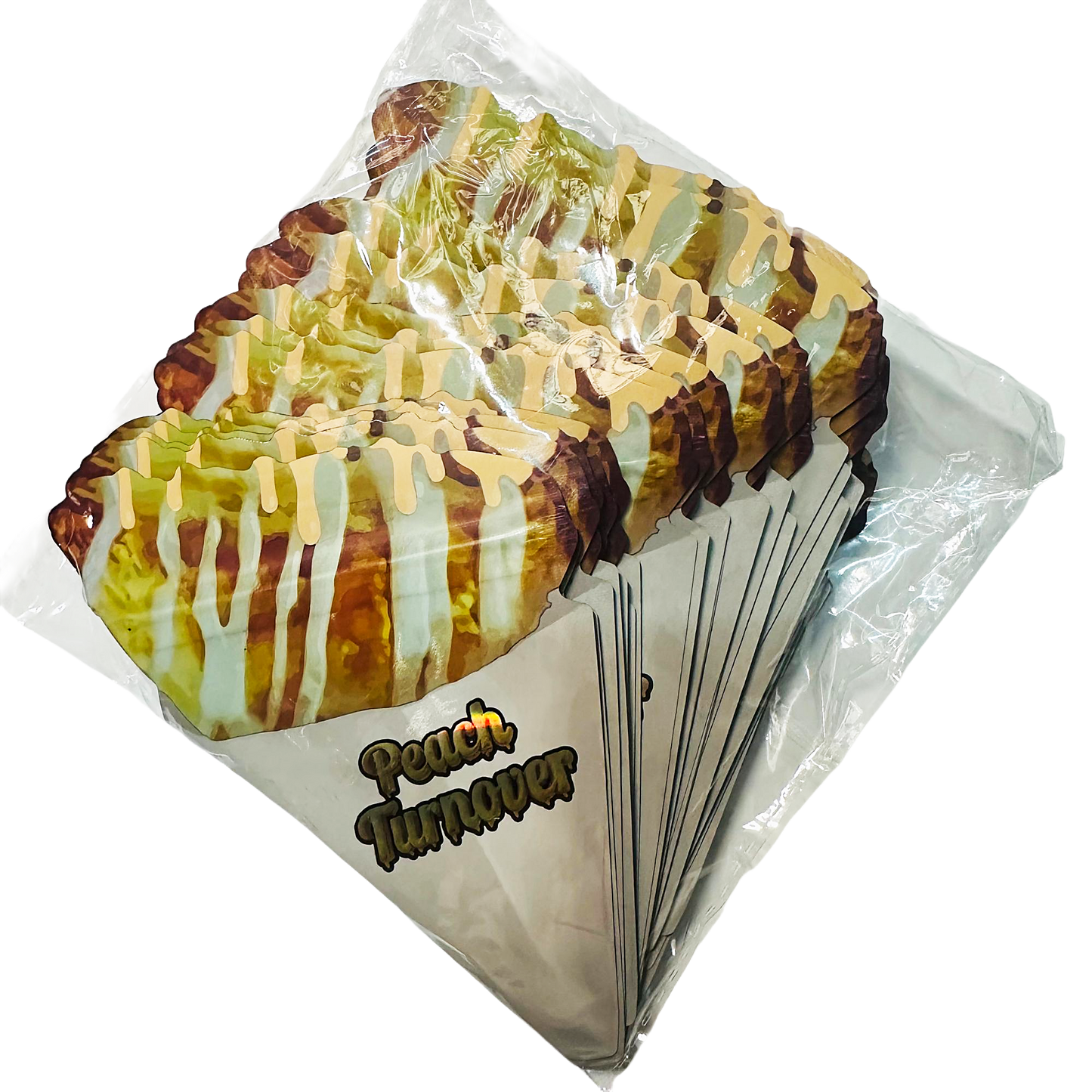 50 Pack – 3.5g Special Die Cut Shaped Mylar Bag - Peach Turnover