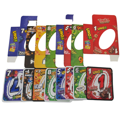 8 Pack - 1oz(28g) UNOZ Box Set - Assorted Card Style Mylar Bags with Counter Display Box