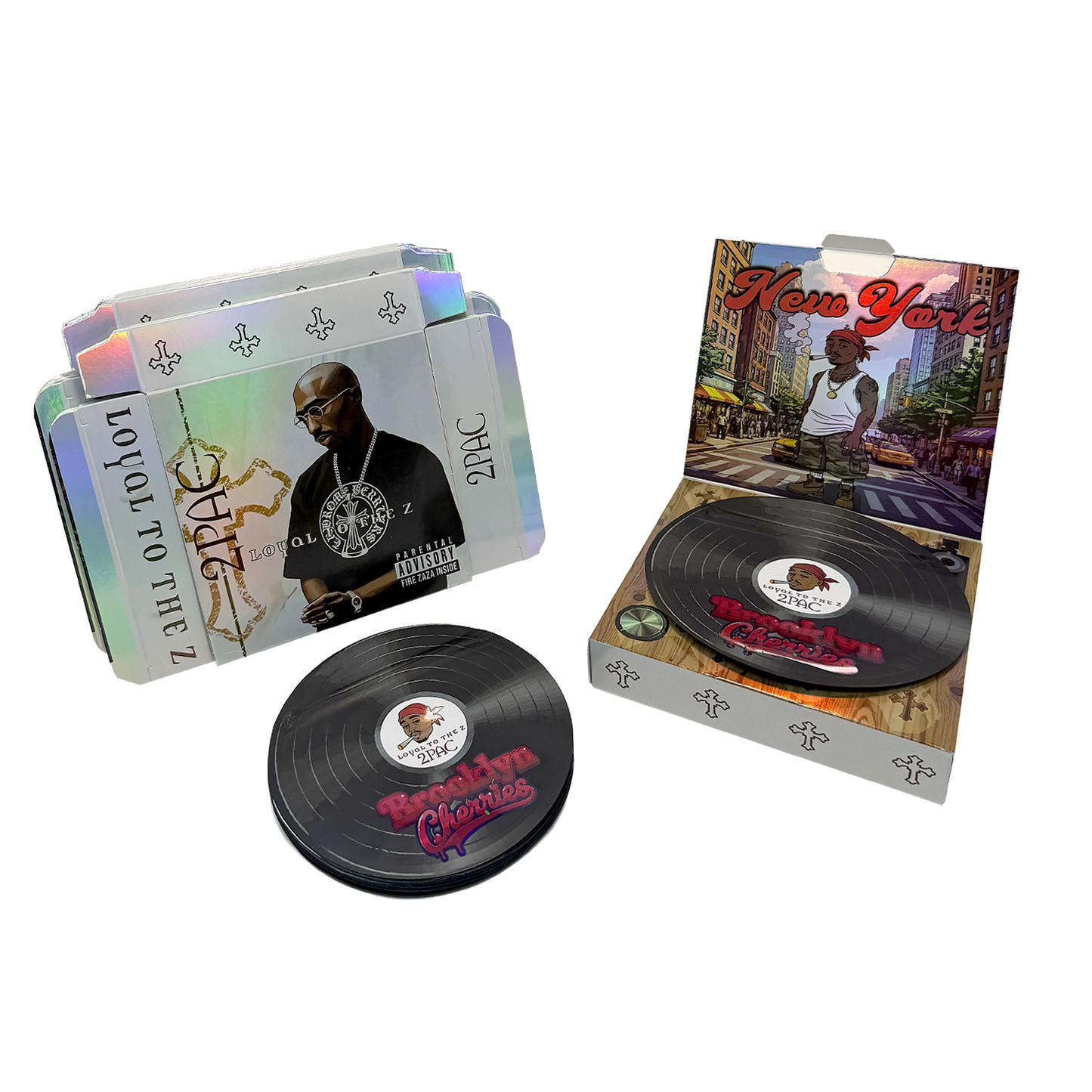 12 Pack – 3.5g Vinyl Record Style Mylar Bags with Matching Boxes - Brooklyn Cherries