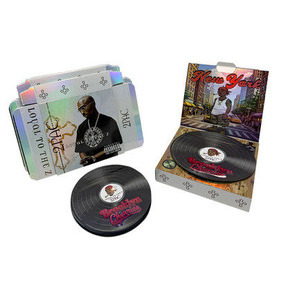 12 Pack – 3.5g Vinyl Record Style Mylar Bags with Matching Boxes - Brooklyn Cherries