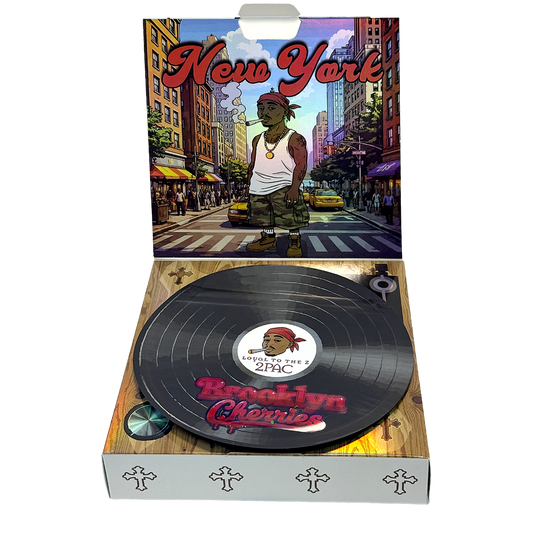 12 Pack – 3.5g Vinyl Record Style Mylar Bags with Matching Boxes - Brooklyn Cherries
