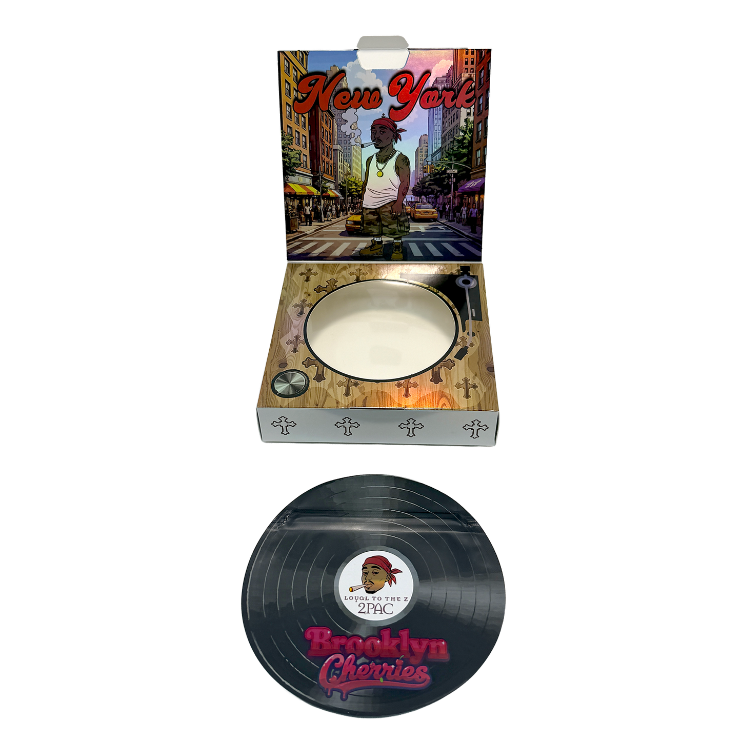 12 Pack – 3.5g Vinyl Record Style Mylar Bags with Matching Boxes - Brooklyn Cherries