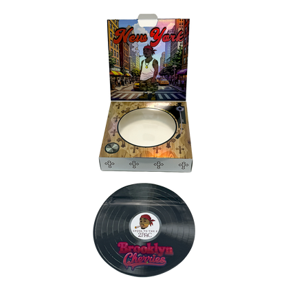 12 Pack – 3.5g Vinyl Record Style Mylar Bags with Matching Boxes - Brooklyn Cherries