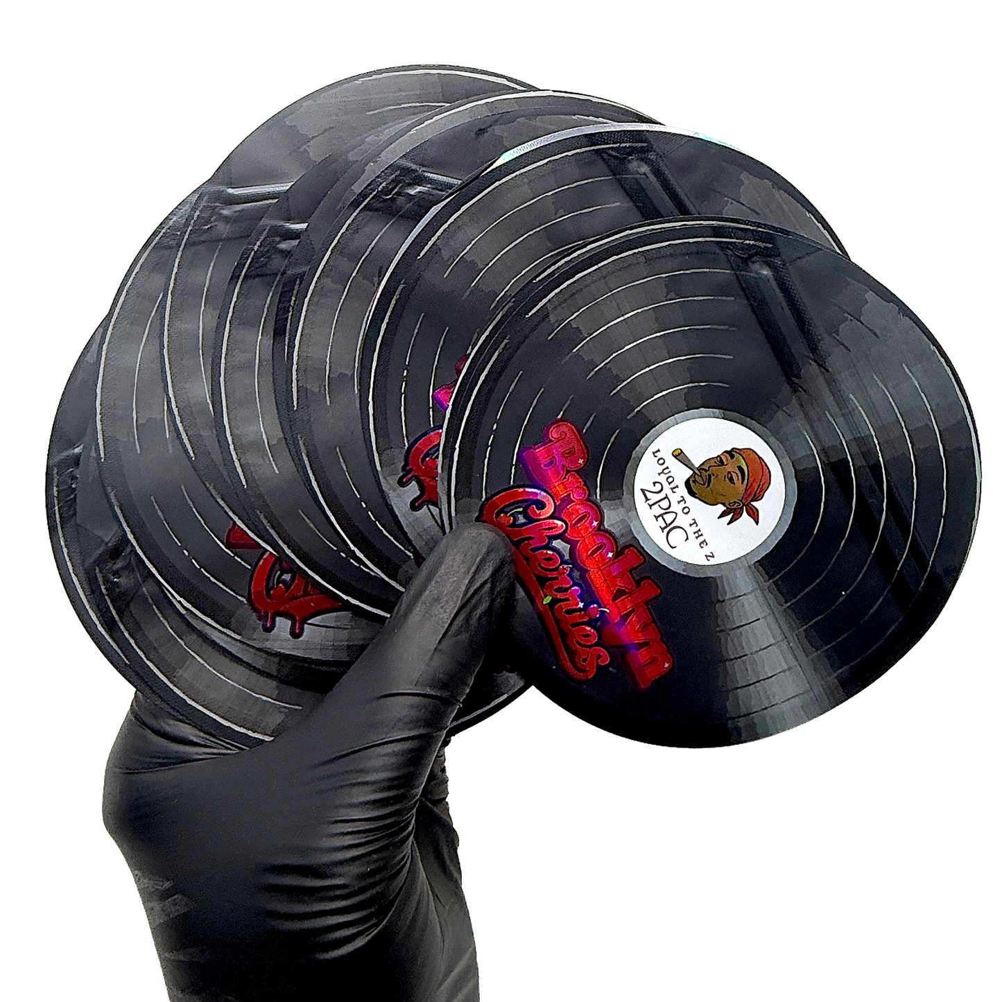 12 Pack – 3.5g Vinyl Record Style Mylar Bags with Matching Boxes - Brooklyn Cherries