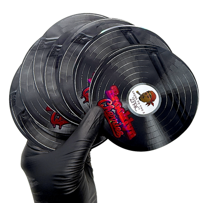 12 Pack – 3.5g Vinyl Record Style Mylar Bags with Matching Boxes - Brooklyn Cherries