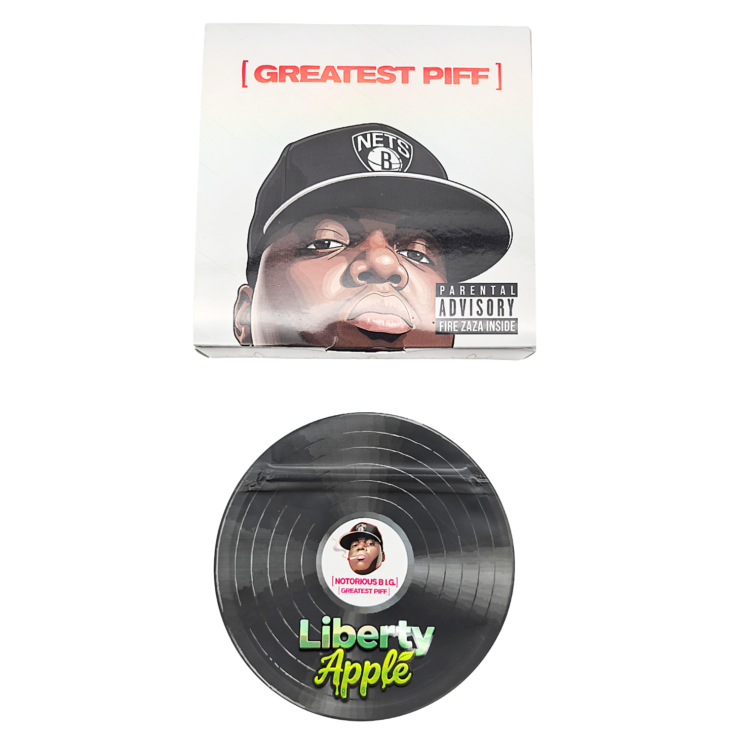 12 Pack – 3.5g Vinyl Record Style Mylar Bags with Matching Boxes - Liberty Apple
