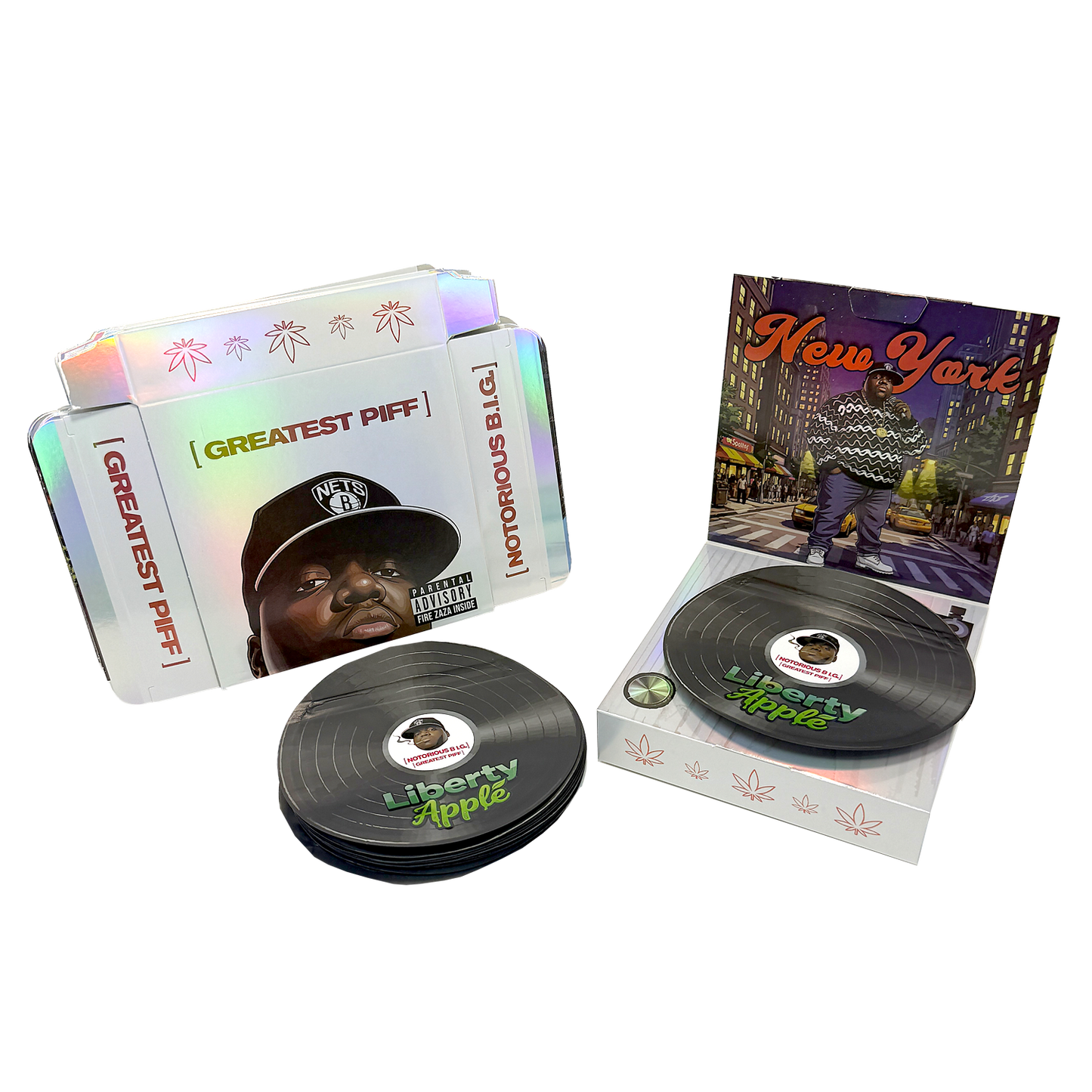 12 Pack – 3.5g Vinyl Record Style Mylar Bags with Matching Boxes - Liberty Apple