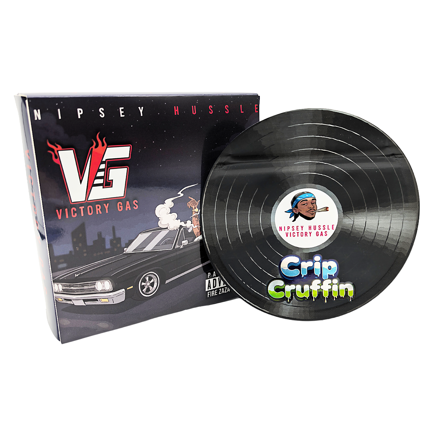 12 Pack – 3.5g Vinyl Record Style Mylar Bags with Matching Boxes - Crip Cruffin