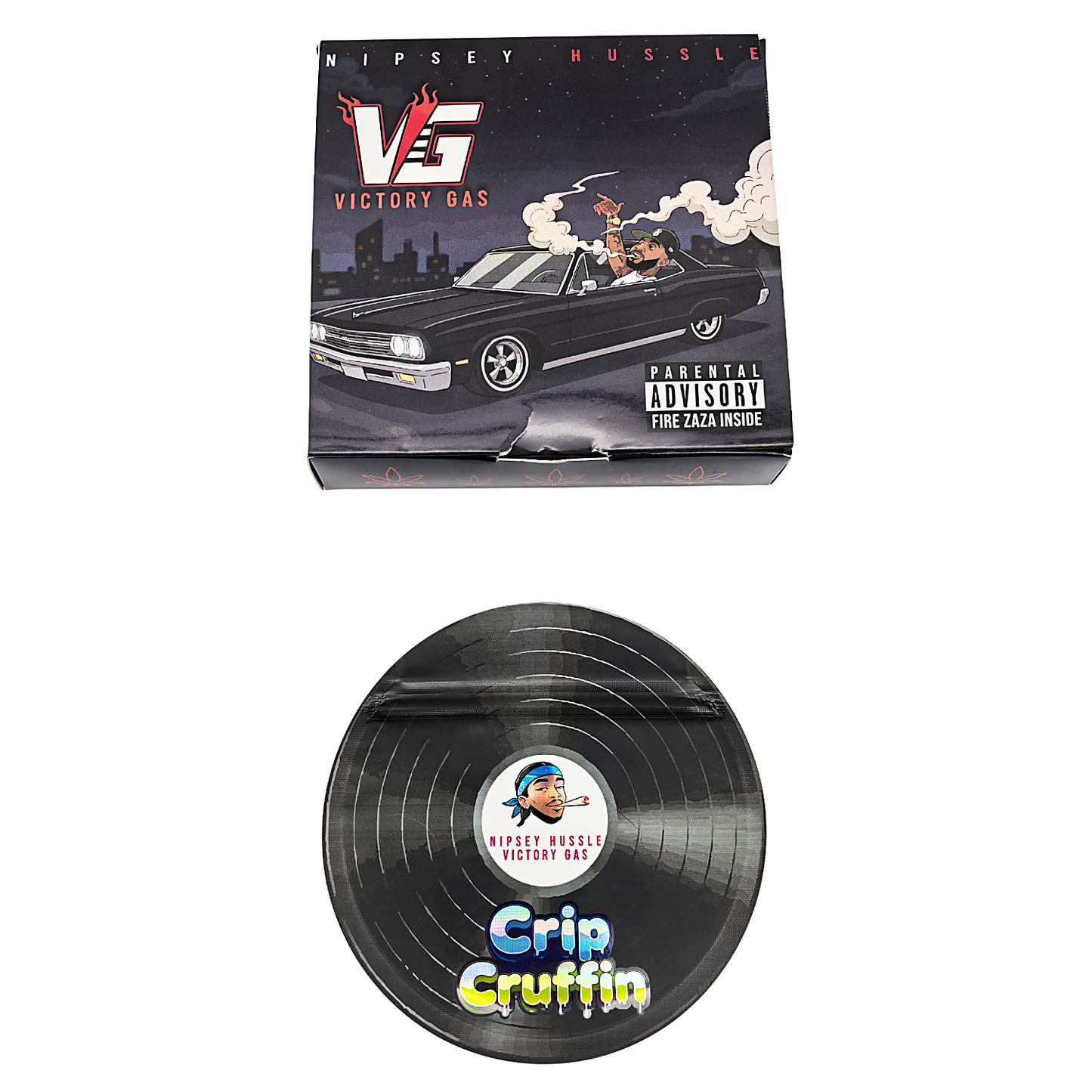 12 Pack – 3.5g Vinyl Record Style Mylar Bags with Matching Boxes - Crip Cruffin