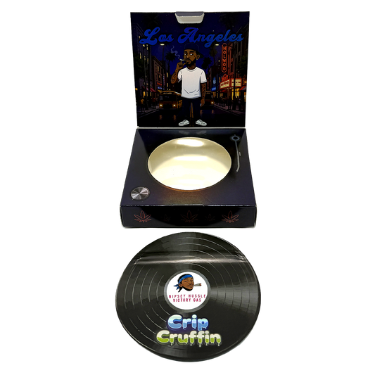 12 Pack – 3.5g Vinyl Record Style Mylar Bags with Matching Boxes - Crip Cruffin