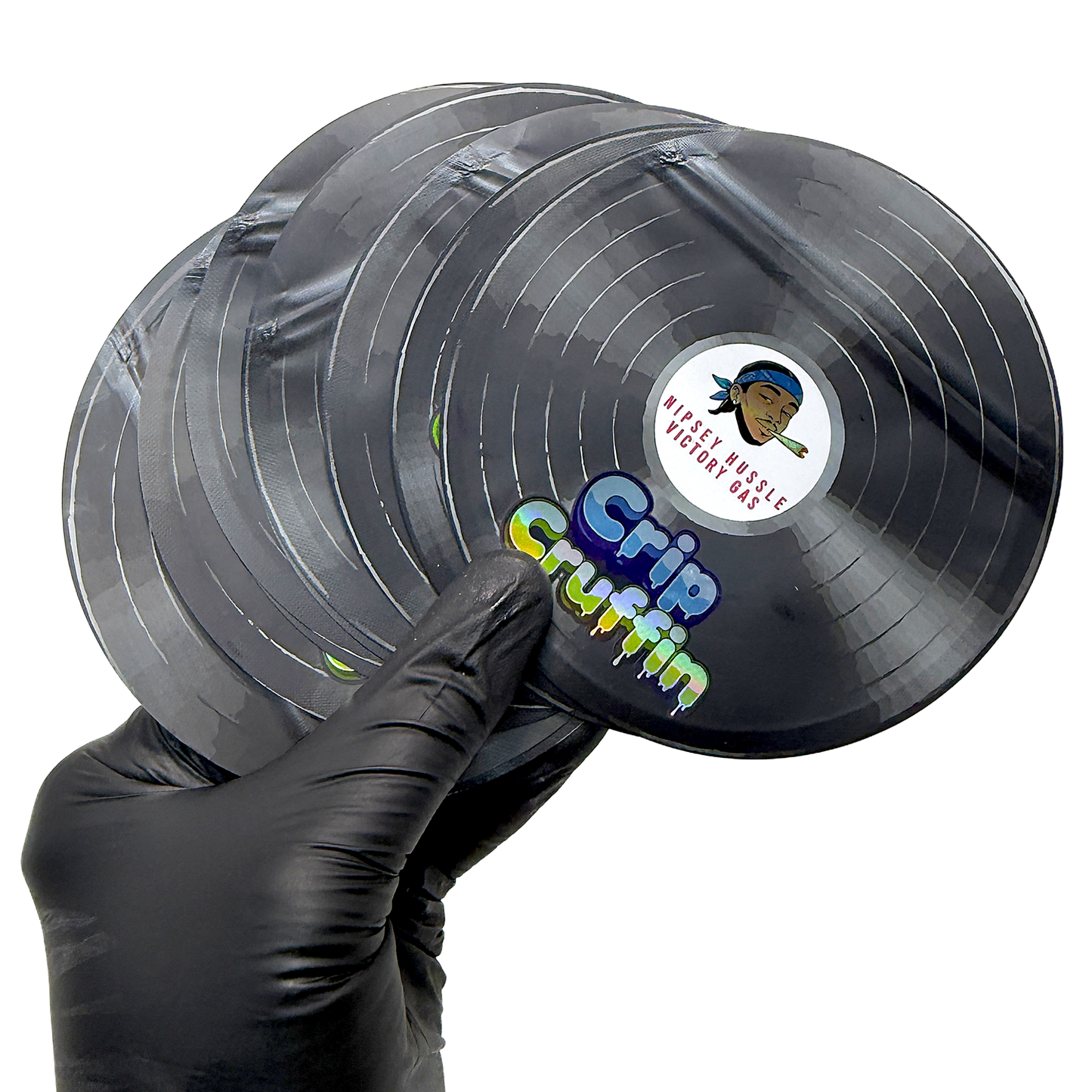 12 Pack – 3.5g Vinyl Record Style Mylar Bags with Matching Boxes - Crip Cruffin