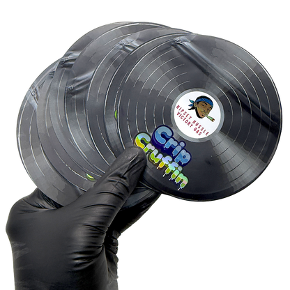 12 Pack – 3.5g Vinyl Record Style Mylar Bags with Matching Boxes - Crip Cruffin