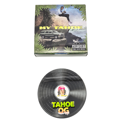 12 Pack – 3.5g Vinyl Record Style Mylar Bags with Matching Boxes - Tahoe OG