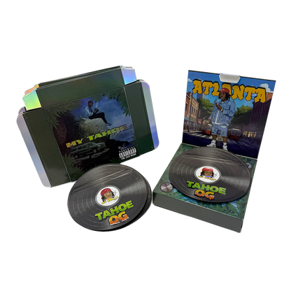 12 Pack – 3.5g Vinyl Record Style Mylar Bags with Matching Boxes - Tahoe OG