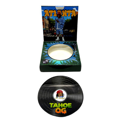 12 Pack – 3.5g Vinyl Record Style Mylar Bags with Matching Boxes - Tahoe OG