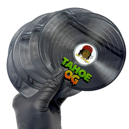 12 Pack – 3.5g Vinyl Record Style Mylar Bags with Matching Boxes - Tahoe OG