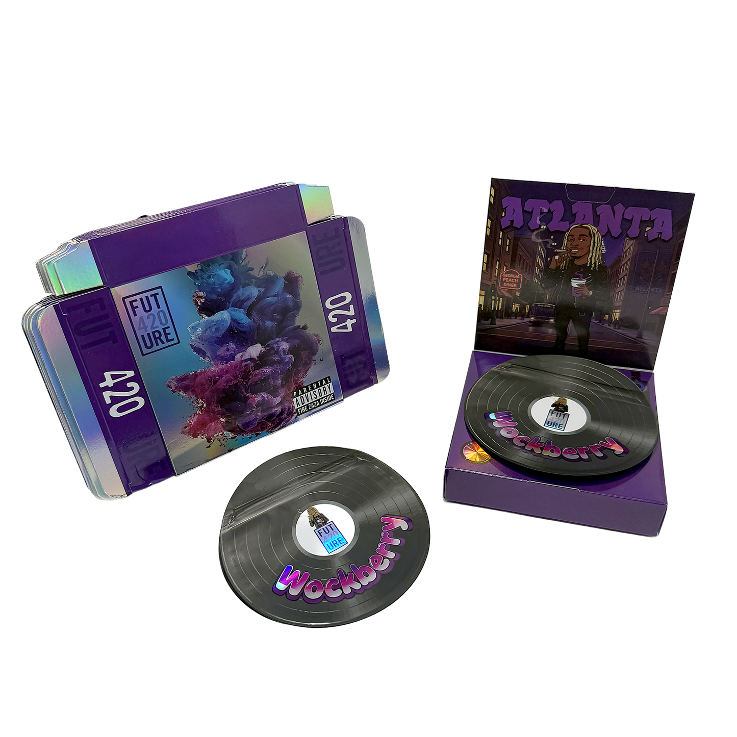 12 Pack – 3.5g Vinyl Record Style Mylar Bags with Matching Boxes - Wockberry