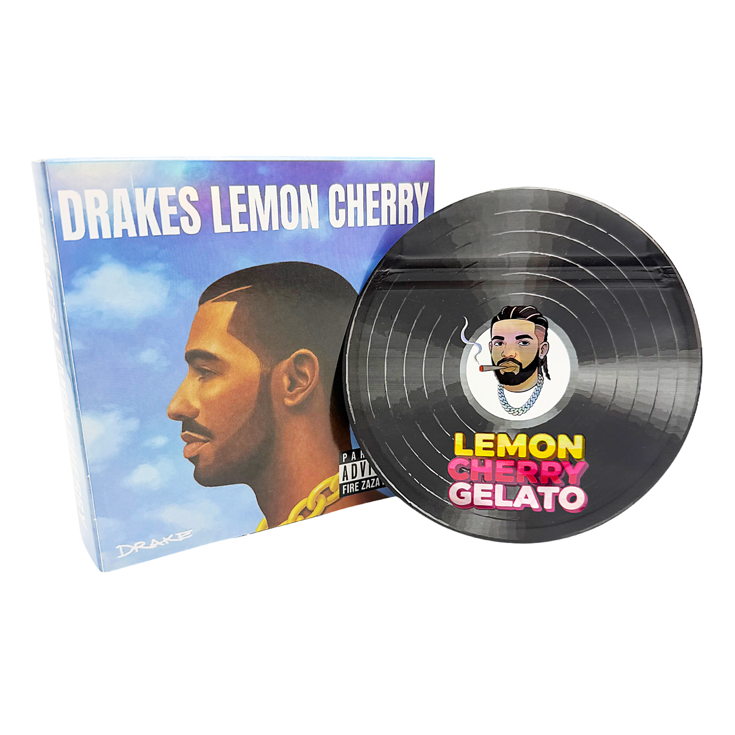 12 Pack – 3.5g Vinyl Record Style Mylar Bags with Matching Boxes - Lemon Cherry Gelato