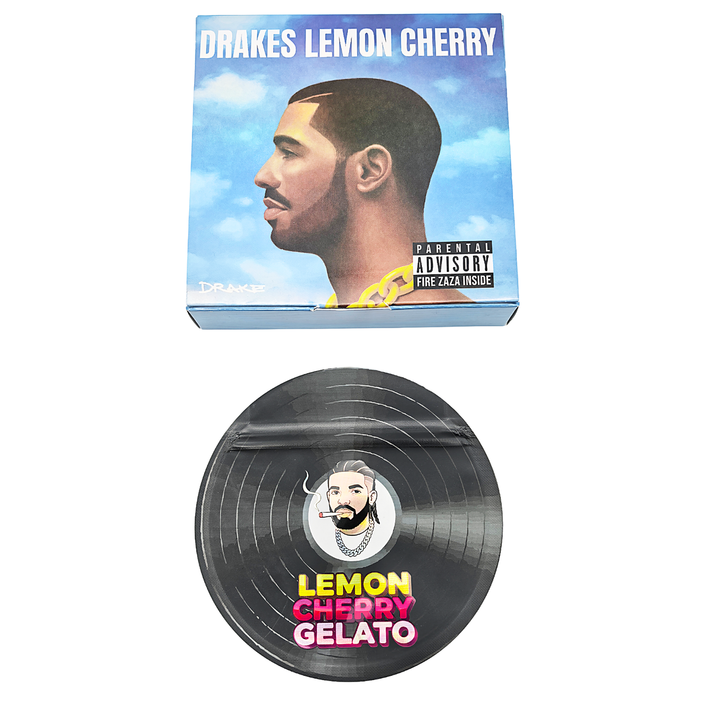 12 Pack – 3.5g Vinyl Record Style Mylar Bags with Matching Boxes - Lemon Cherry Gelato