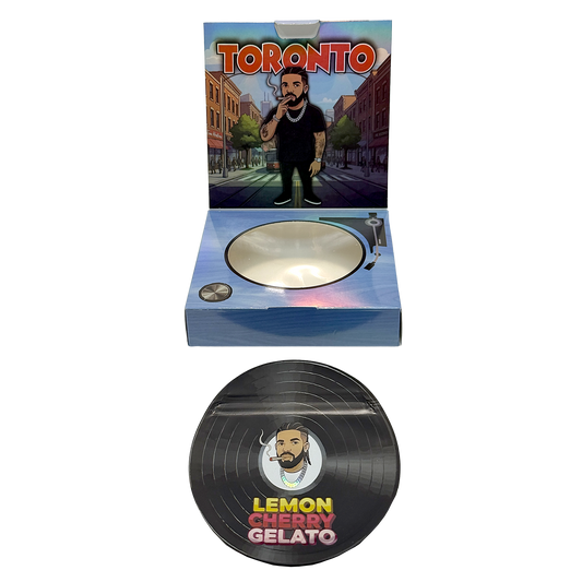 12 Pack – 3.5g Vinyl Record Style Mylar Bags with Matching Boxes - Lemon Cherry Gelato