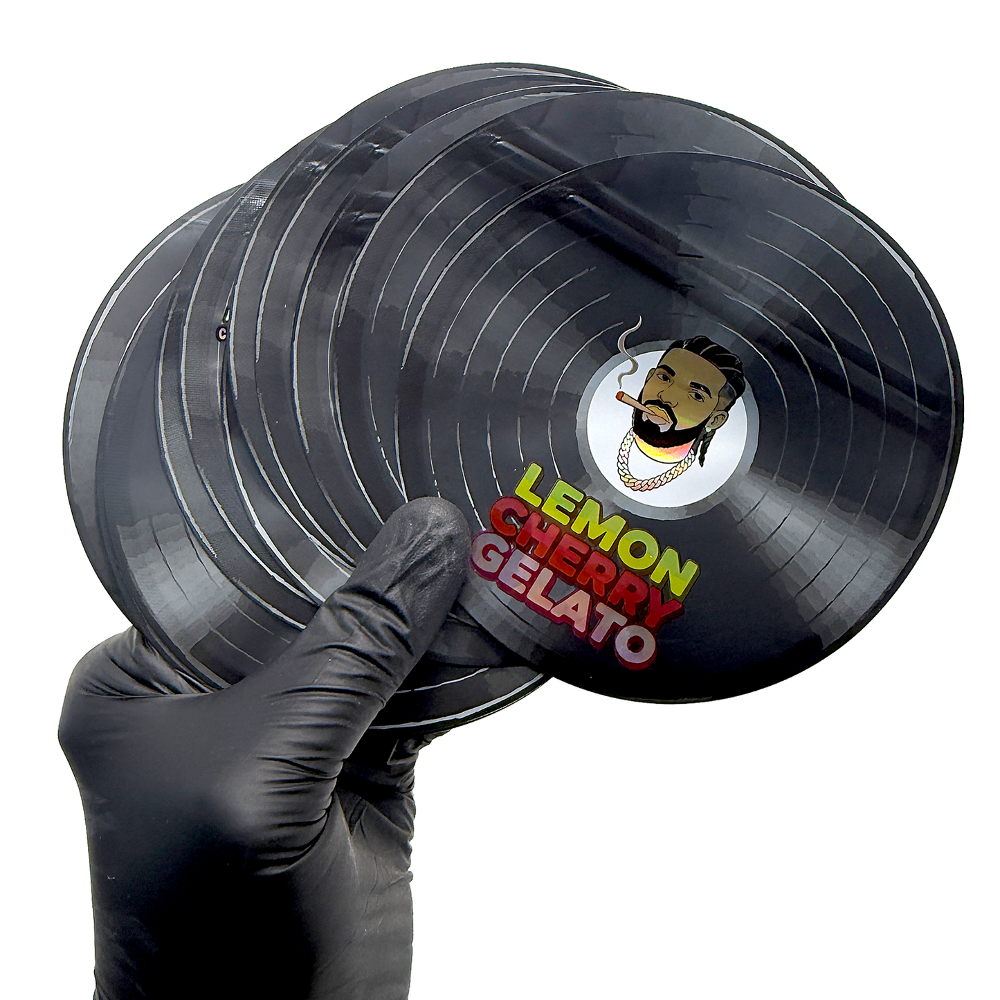 12 Pack – 3.5g Vinyl Record Style Mylar Bags with Matching Boxes - Lemon Cherry Gelato