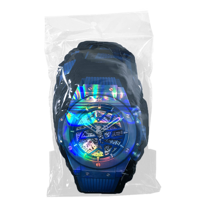 50 Pac - 3.5g Watch-Shaped Mylar Bags - Blue Skeleton Tech Watch