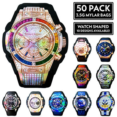 50 Count | 3.5 Size Watch-Shaped Mylar Bags