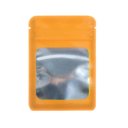Mylar Bag Orange transparent ziplock bag on a white background