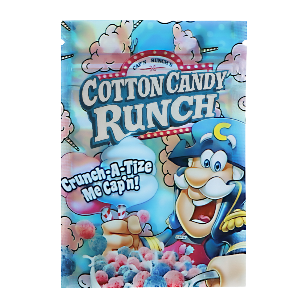 100 Pack – 1g Exotic Mylar Bags Resealable Foil Packaging Pouches - Cotton Candy Crunch