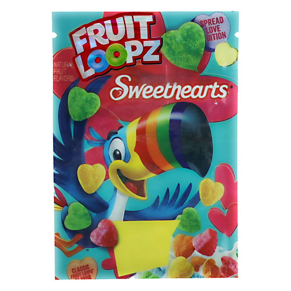 1g Exotic Mylar Bag - Fruit Loops Weedables Sweethearts (100 Count)