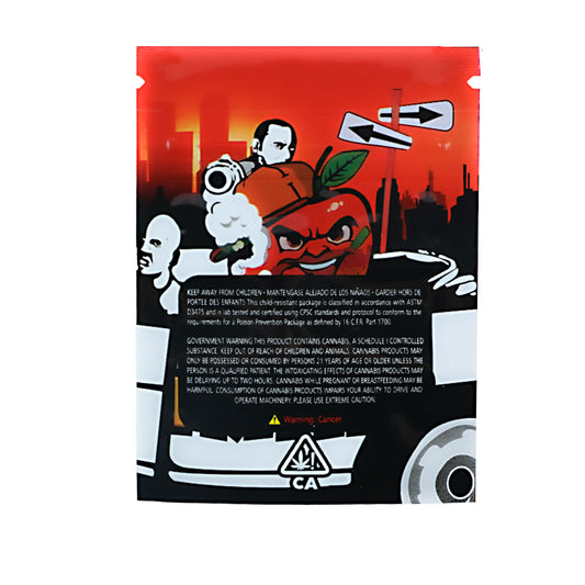 Mylar Bag Product packaging with graphic design elements on a white background