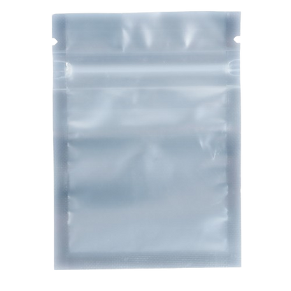 Mylar Bag Clear plastic bag with a zipper on a white background
