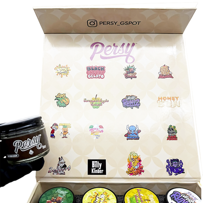 Persy - Empty 1oz Glass Wax Concentrate Jars Variety Pack – 16 Assorted Designs with Display Box