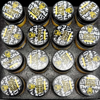 Honey Cali Empty 1oz Glass Wax Concentrate Jars Variety Pack – 16 Assorted Designs with Display Box