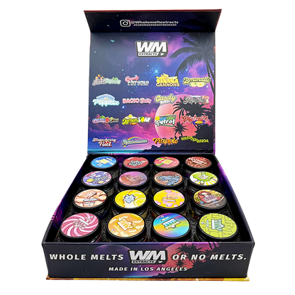 Whole Melt Galaxy Empty 1oz Glass Wax Concentrate Jars Variety Pack – 16 Assorted Designs with Display Box
