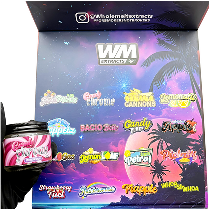 Whole Melt Galaxy Empty 1oz Glass Wax Concentrate Jars Variety Pack – 16 Assorted Designs with Display Box