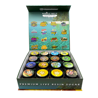 Whole Melt Tropical Empty 1oz Glass Wax Jars Variety Pack – 16 Assorted Designs with Display Box