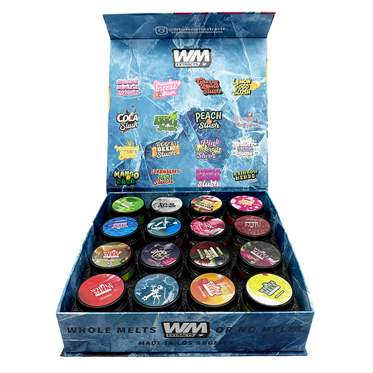 Whole Melt Slurpee Empty 1oz Glass Wax Jars Variety Pack – 16 Assorted Designs with Display Box