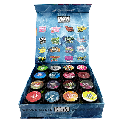 Whole Melt Slurpee Empty 1oz Glass Wax Jars Variety Pack – 16 Assorted Designs with Display Box