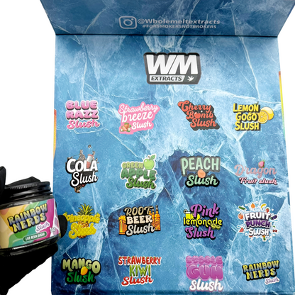 Whole Melt Slurpee Empty 1oz Glass Wax Jars Variety Pack – 16 Assorted Designs with Display Box