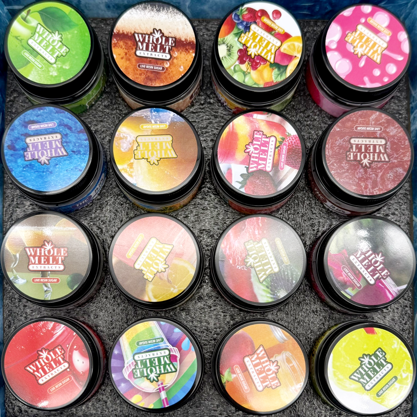 Whole Melt Slurpee Empty 1oz Glass Wax Jars Variety Pack – 16 Assorted Designs with Display Box