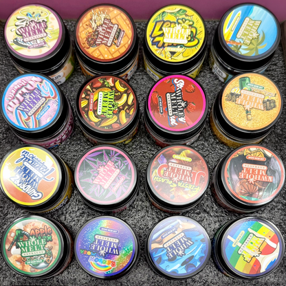 Whole Melt Candyland Empty 1oz Glass Wax Jars Variety Pack – 16 Assorted Designs with Display Box