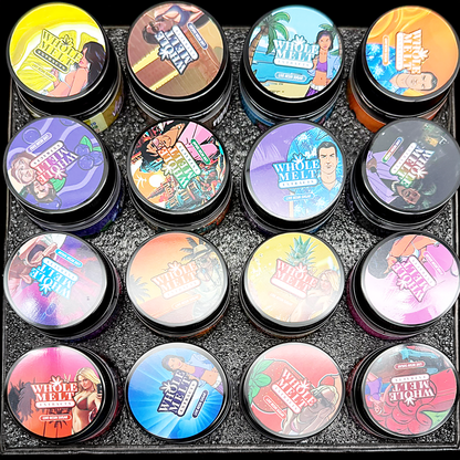 Whole Melt Vice City Empty 1oz Glass Wax Jars Variety Pack – 16 Assorted Designs with Display Box