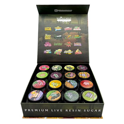 Whole Melt Cookiez Empty 1oz Glass Wax Jars Variety Pack – 16 Assorted Designs with Display Box